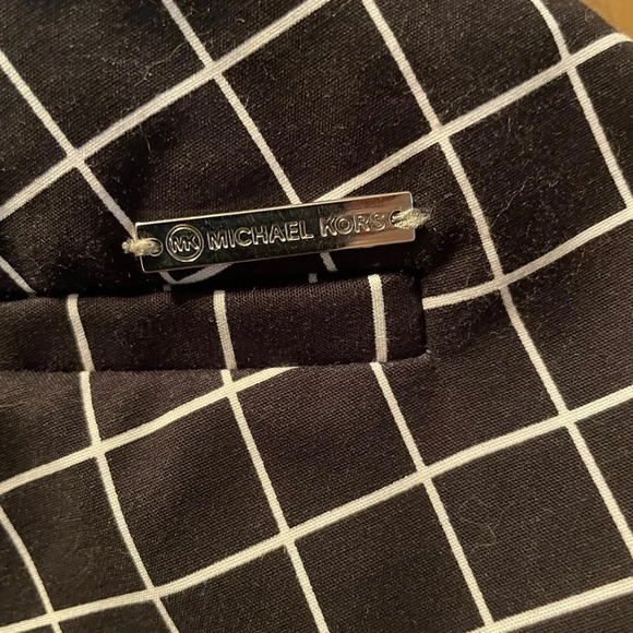 Michael Kors Miranda Trail Windowpane Print Black White Ankle Pant Women Size 8 - Picture 8 of 9